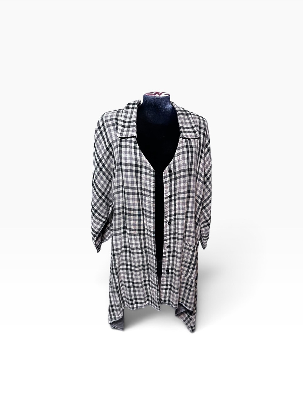 The Nu Vintage Plaid Distressed Top Duster Size Large